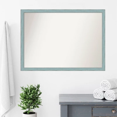 40" X 29" Non-Beveled Sky Blue Rustic Wood Bathroom Wall Mirror - Amanti Art 8 40" X 29" Non-Beveled Sky Blue Rustic Wood Bathroom Wall Mirror - Amanti Art - Image 6