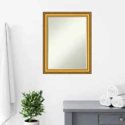 Amanti Art Colonial Embossed Gold Petite Bevel Wood Bathroom Wall Mirror 27.5 X 21.5 In. -Amanti Art GUEST e9a9bca9 7c70 421a bc43 24c76394fbe5