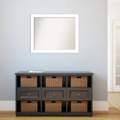 32" X 26" Non-Beveled Wedge White Bathroom Wall Mirror - Amanti Art -Amanti Art GUEST e9d7adf7 bda9 46e7 bc25 5002eb30c78c