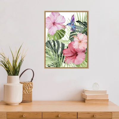 18" X 24" Hibiscus And Hummingbird I By Paxton Parker Framed Canvas Wall Art - Amanti Art 5 18" X 24" Hibiscus And Hummingbird I By Paxton Parker Framed Canvas Wall Art - Amanti Art - Image 3