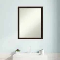 Espresso Brown Non-Beveled Wood Bathroom Wall Mirror -Amanti Art GUEST eb34246a 226d 44c7 b77f 0bc175c5d42e