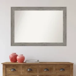 41" X 29" Non-Beveled Regis Barn Gray Wood Wall Mirror - Amanti Art: Modern Rectangular Design, Spot Clean, Wall Mounted -Amanti Art GUEST ebcb24da f65c 40b8 bd91 449a9ff16971