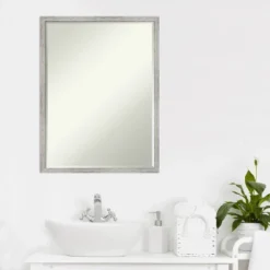 Amanti Art Shiplap White Narrow Petite Bevel Wood Bathroom Wall Mirror 25 X 19 In. -Amanti Art GUEST ebfd185d 5a23 4fd1 8852 24c328376dd1