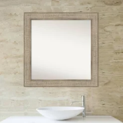 32" X 32" Non-Beveled Trellis Silver Wood Bathroom Wall Mirror - Amanti Art -Amanti Art GUEST ec07e74f fd8d 4c4b a71e 9c475f37d7a1