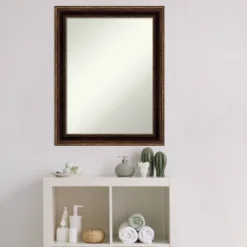 22" X 28" Non-Beveled Corded Bathroom Wall Mirror Bronze - Amanti Art -Amanti Art GUEST ec6fdb60 0b1e 49a1 8d67 f4885ba6d17c