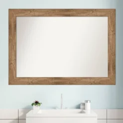 42" X 30" Non-Beveled Owl Wood Bathroom Wall Mirror Brown - Amanti Art -Amanti Art GUEST ec88d257 da14 40a8 8023 b84bc939cc37