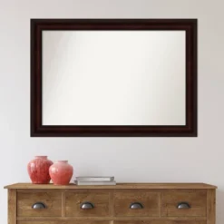 41" X 29" Non-Beveled Bathroom Wall Mirror Coffee Bean Brown - Amanti Art -Amanti Art GUEST ecac2918 4951 4b2f 9d62 dc4138d48628