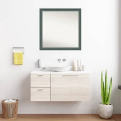 30"x30" Non-Beveled Upcycled Wood Bathroom Wall Mirror Teal/Gray - Amanti Art: Modern Square, Wall Mount, Includes Hardware -Amanti Art GUEST ed025ffa acac 40e1 8422 78a9b93f2b82
