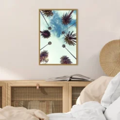 16" X 23" Palm Sky 2 By Design Fabrikken Framed Canvas Wall Art - Amanti Art -Amanti Art GUEST ed944ce2 3a8b 4393 88dc a6da5303e526