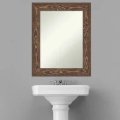 24" X 30" Non-Beveled Bridge Wood Bathroom Wall Mirror Brown - Amanti Art -Amanti Art GUEST ede36444 e28f 4082 bb06 0f66db1f3769