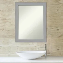 Brushed Petite Bevel Bathroom Wall Mirror -Amanti Art GUEST ee9b91a4 c36a 41d8 818c 8e5b3139ab2b