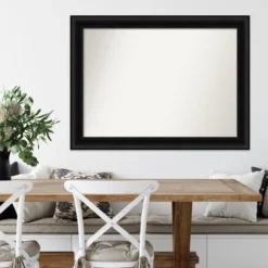 44" X 33" Non-Beveled Parlor Black Wall Mirror - Amanti Art: Modern Rectangle, Polystyrene Frame, Includes Mounting Hardware -Amanti Art GUEST ef704a6c fc22 461d ad7b 897e5076a05d