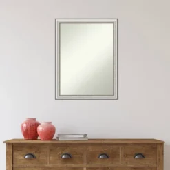 21" X 27" Non-Beveled Salon Silver Narrow Bathroom Wall Mirror - Amanti Art -Amanti Art GUEST f0385afb 878d 41ac ab44 526f1e2ee698