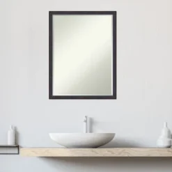 Amanti Art Dark Bronze Scoop Petite Bevel Wood Bathroom Wall Mirror 25.5 X 19.5 In. -Amanti Art GUEST f101bb99 97d7 4aeb 9938 335a1b4db6f8