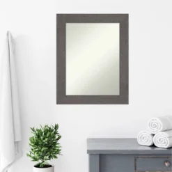 24" X 30" Non-Beveled Rustic Plank Gray Bathroom Wall Mirror - Amanti Art -Amanti Art GUEST f15711f8 71c2 4d09 82f2 8fdb3adb14e9