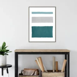 22" X 30" Painted Weaving IV Blue Green By Piper Rhue Framed Canvas Wall Art Gray Wash - Amanti Art -Amanti Art GUEST f160a78c 246e 4327 90ab 3bea4bebe79c