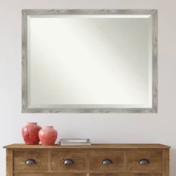 42" X 32" Dove Square Framed Wall Mirror Graywash - Amanti Art -Amanti Art GUEST f2cc7353 0daf 45fa 9a45 b8354867f353