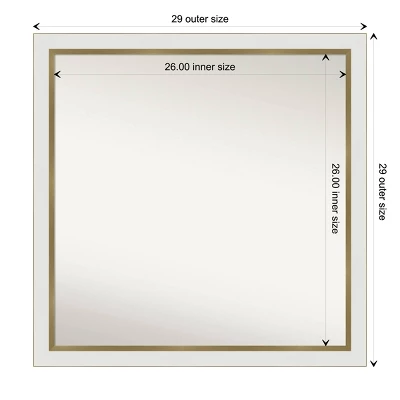 29" X 29" Non-Beveled Eva White Gold Narrow Wall Mirror - Amanti Art: Modern Square, Polystyrene Frame 10 29" X 29" Non-Beveled Eva White Gold Narrow Wall Mirror - Amanti Art: Modern Square, Polystyrene Frame - Image 8