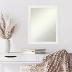22" X 28" Non-Beveled Vanity White Narrow Wall Mirror - Amanti Art -Amanti Art GUEST f411365c fd59 48f9 8eb7 fd158e08aaf0