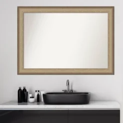 41" X 29" Non-Beveled Elegant Brushed Bathroom Wall Mirror Bronze - Amanti Art -Amanti Art GUEST f41b90cf 34ca 488d abc5 bab85149501c