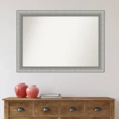 41" X 29" Non-Beveled Elegant Bathroom Wall Mirror Brushed Pewter - Amanti Art -Amanti Art GUEST f4da96db e5c1 40c1 af09 753244f24726 1