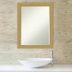 Amanti Art Grace Brushed Gold Petite Bevel Bathroom Wall Mirror 27.5 X 21.5 In. -Amanti Art GUEST f579ce3b c3e0 40f7 afde add4613c0b00