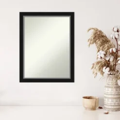 21" X 27" Non-Beveled Eva Black Silver Narrow Wall Mirror - Amanti Art -Amanti Art GUEST f63bd998 b5ae 45ea ad9a 7c31111ce795