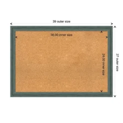 39"x27" Upcycled Wood Frame Natural Cork Board Teal/Gray - Amanti Art -Amanti Art GUEST f6431765 618f 403f b047 53ce3b8e61cd