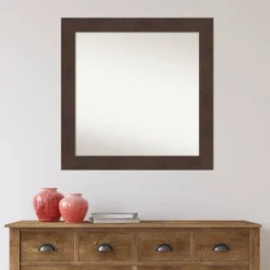 31" X 31" Non-Beveled Wildwood Brown Bathroom Wall Mirror - Amanti Art -Amanti Art GUEST f6563e9a 8ad5 4247 b45b c6557f60bf67