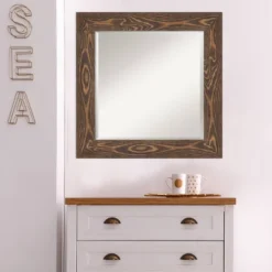 26" X 26" Beveled Bridge Brown Wood Wall Mirror - Amanti Art -Amanti Art GUEST f68418e0 31b3 4ed8 aed6 706b820a8ced
