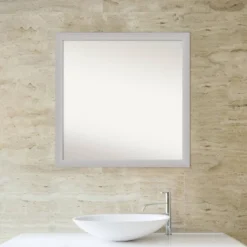 29" X 29" Non-Beveled Low Luster Wood Bathroom Wall Mirror Silver - Amanti Art -Amanti Art GUEST f6c46b83 f38c 40d2 842b b1e17c7a11dd