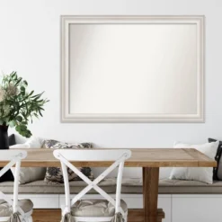 43" X 32" Non-Beveled Trio White Wash Silver Wall Mirror - Amanti Art -Amanti Art GUEST f751eb8e 4654 42b2 8339 b3864de3dc0e