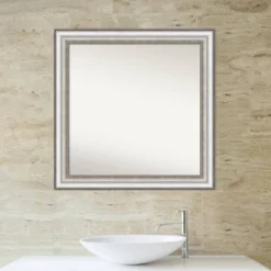 31" X 31" Non-Beveled Salon Silver Bathroom Wall Mirror - Amanti Art -Amanti Art GUEST f7d6fcae f982 4ef7 8be2 aa97561e733b