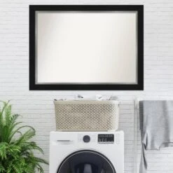 44" X 33" Non-Beveled Eva Black Silver Wall Mirror - Amanti Art: Modern Rectangular, Polystyrene Frame, Wall Mount -Amanti Art GUEST f7d9779d a9c7 4b1b beb4 918883d26c35