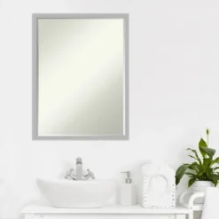 Amanti Art Hera Chrome Petite Bevel Bathroom Wall Mirror 25 X 19 In. -Amanti Art GUEST f7fab854 396c 4490 94d3 6adbf6761e40