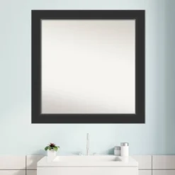 31" X 31" Non-Beveled Corvino Wood Bathroom Wall Mirror Black - Amanti Art -Amanti Art GUEST f7fd6447 401e 4577 b41c 00272d727488