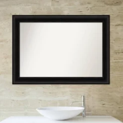 42" X 30" Non-Beveled Parlor Bathroom Wall Mirror Black - Amanti Art -Amanti Art GUEST f8204090 629d 449a 8160 2bceb34f4fcb