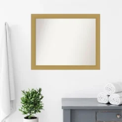 32" X 26" Non-Beveled Grace Brushed Bathroom Wall Mirror Gold - Amanti Art -Amanti Art GUEST f86c625a 8221 417a 93f5 cc09ed9c49fd