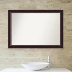 40" X 28" Non-Beveled Signore Bronze Wood Bathroom Wall Mirror - Amanti Art -Amanti Art GUEST f87edc7c 2ed4 47e3 a736 4f499eaef8db