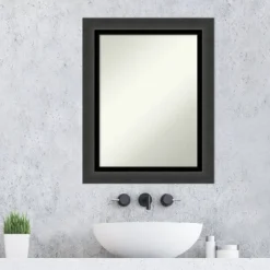 23" X 29" Non-Beveled Tuxedo Black Bathroom Wall Mirror - Amanti Art -Amanti Art GUEST f8ea6fcf e5e5 4dba bca8 02b4d8394cc5