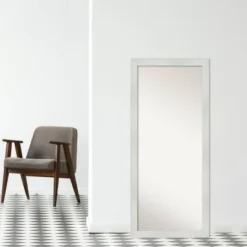 29" X 65" Non-Beveled Mosaic White Full Length Floor Leaner Mirror - Amanti Art -Amanti Art GUEST f97f4f96 7d20 4936 bcad 147458e0cf6e