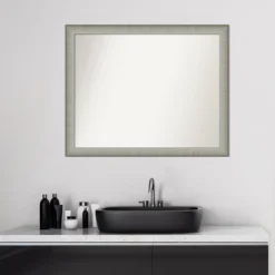 31" X 25" Non-Beveled Elegant Narrow Bathroom Wall Mirror Brushed Pewter - Amanti Art 16 31" X 25" Non-Beveled Elegant Narrow Bathroom Wall Mirror Brushed Pewter - Amanti Art -Amanti Art GUEST f996e554 03a8 477c b5ba 7b2db0b5a39c