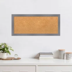32"x14" Edwin Wood Frame Natural Cork Board Gray - Amanti Art -Amanti Art GUEST fa695908 3b18 4841 9d64 84b6dbb7780a