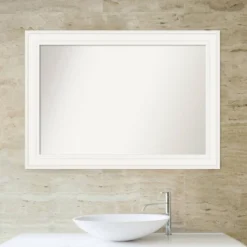 42" X 30" Non-Beveled Ridge White Bathroom Wall Mirror - Amanti Art -Amanti Art GUEST fb382691 28fc 4156 95ab fcb73e018c5a