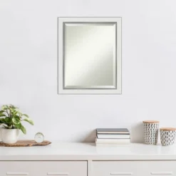 19" X 23" Eva Narrow Framed Wall Mirror Silver - Amanti Art -Amanti Art GUEST fcdcfb6a a32b 4fa6 bc22 fe8bc6fa43ef