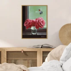 18" X 24" Window Shopping Rose By Fred Szatkowski Framed Canvas Wall Art - Amanti Art -Amanti Art GUEST fcfb4a5f 605f 4e3e a7a8 80c124a37562