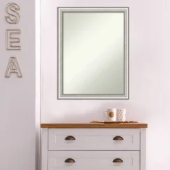 21" X 27" Non-Beveled Salon Silver Narrow Bathroom Wall Mirror - Amanti Art -Amanti Art GUEST fd277c4a 5b56 4aa7 886f dc00591cd841