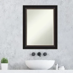 Amanti Art Trio Oil Rubbed Bronze Petite Bevel Bathroom Wall Mirror 28.5 X 22.5 In. -Amanti Art GUEST fd8101f4 ee68 4c8c a6b3 775bd6ebc963