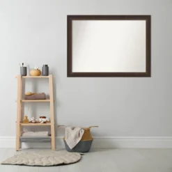 43" X 32" Non-Beveled Lara Wood Bathroom Wall Mirror Bronze - Amanti Art -Amanti Art GUEST fdaabf68 bd9e 4bf8 a3f3 b94662ea6718