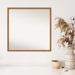 27" X 27" Non-Beveled Carlisle Blonde Narrow Wood Wall Mirror - Amanti Art -Amanti Art GUEST fdeededa 03dd 4c9b 8cde b914f579d583